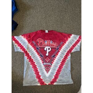 Vintage Liquid Blue Philadelphia Phillies Tie Dye T Shirt Mens XL Double Sided